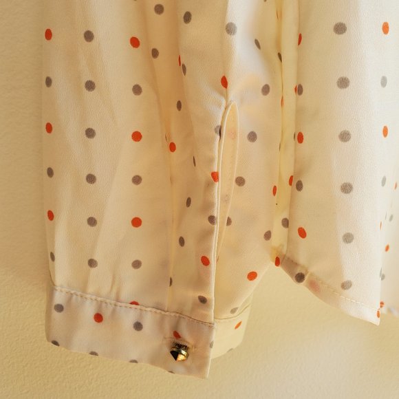 Merona Beige Polka Dot Blouse Size Medium - Picture 14 of 14